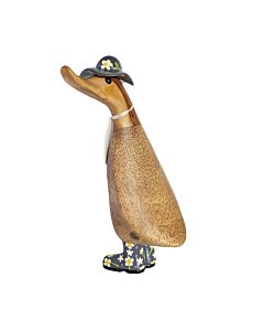 DCUK Natural Finish Duckling with Floral Hat & Welly Boots -Grey